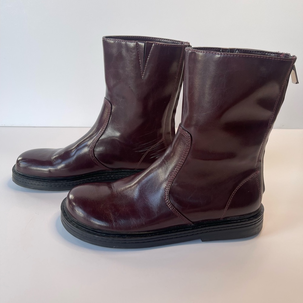 Burgundy Leather Boots